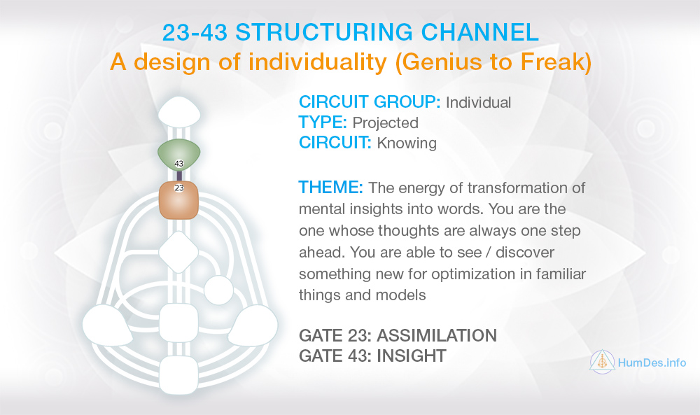 Channel 23-43 Human Design, Structuring Channel